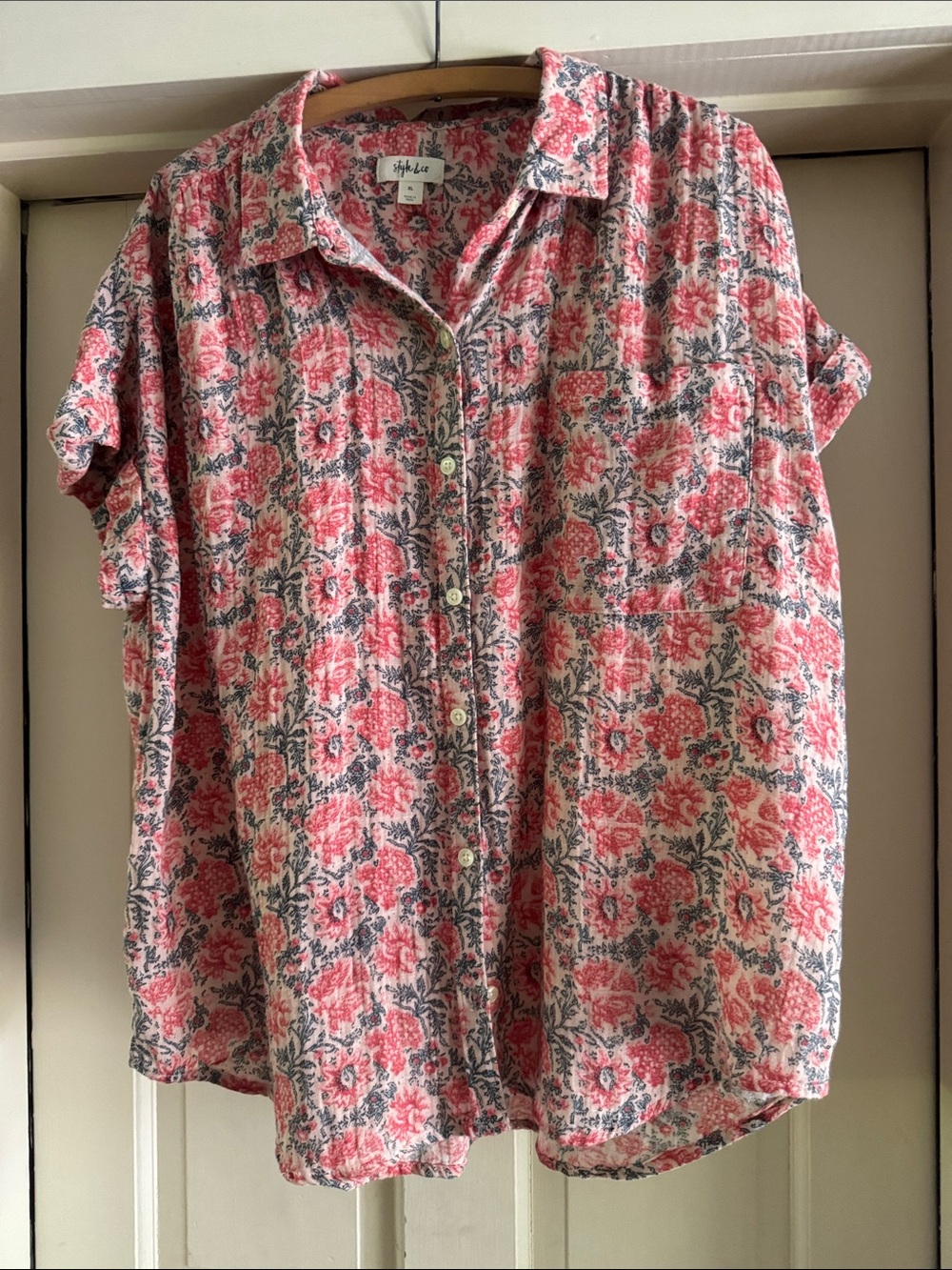 Style & Co. Coral Floral Button-Front Shirt